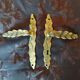 Pair of brass door handles with their cover plates