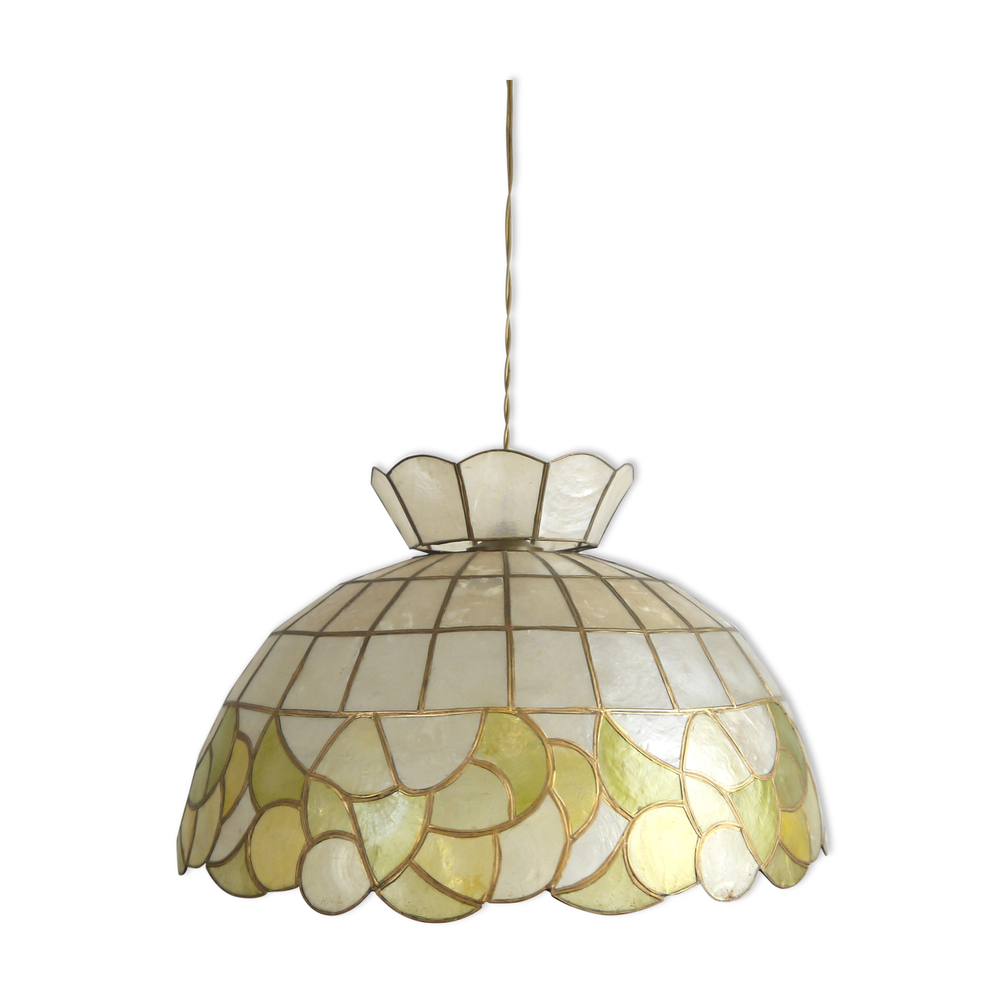 Large hanging in green mother-of-pearl and brass