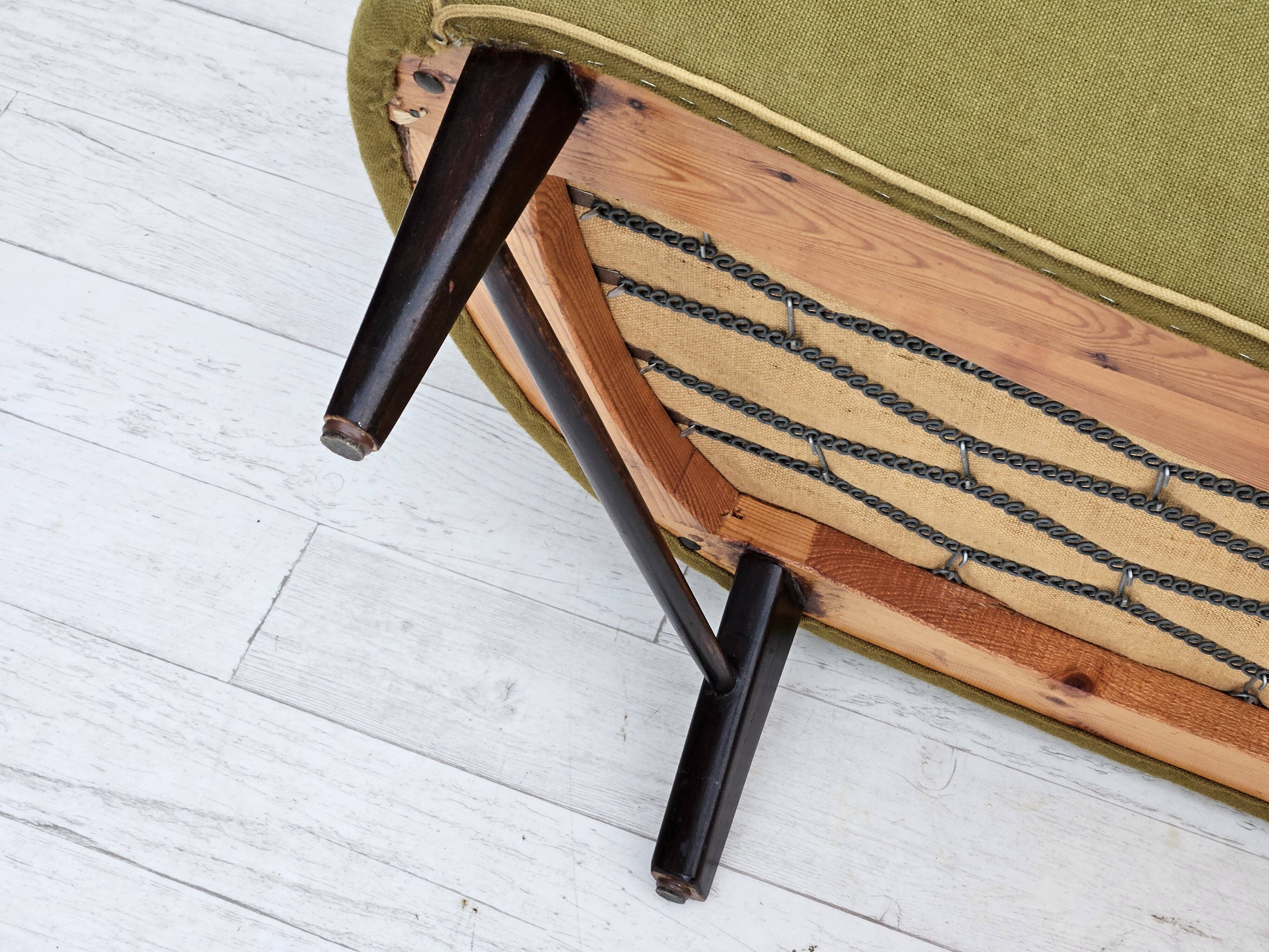 Canapé danois 2 places, bon état d'origine, meuble laine, chêne.