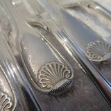 12 silver plated cake forks, Christofle Vendome, 2 prongs