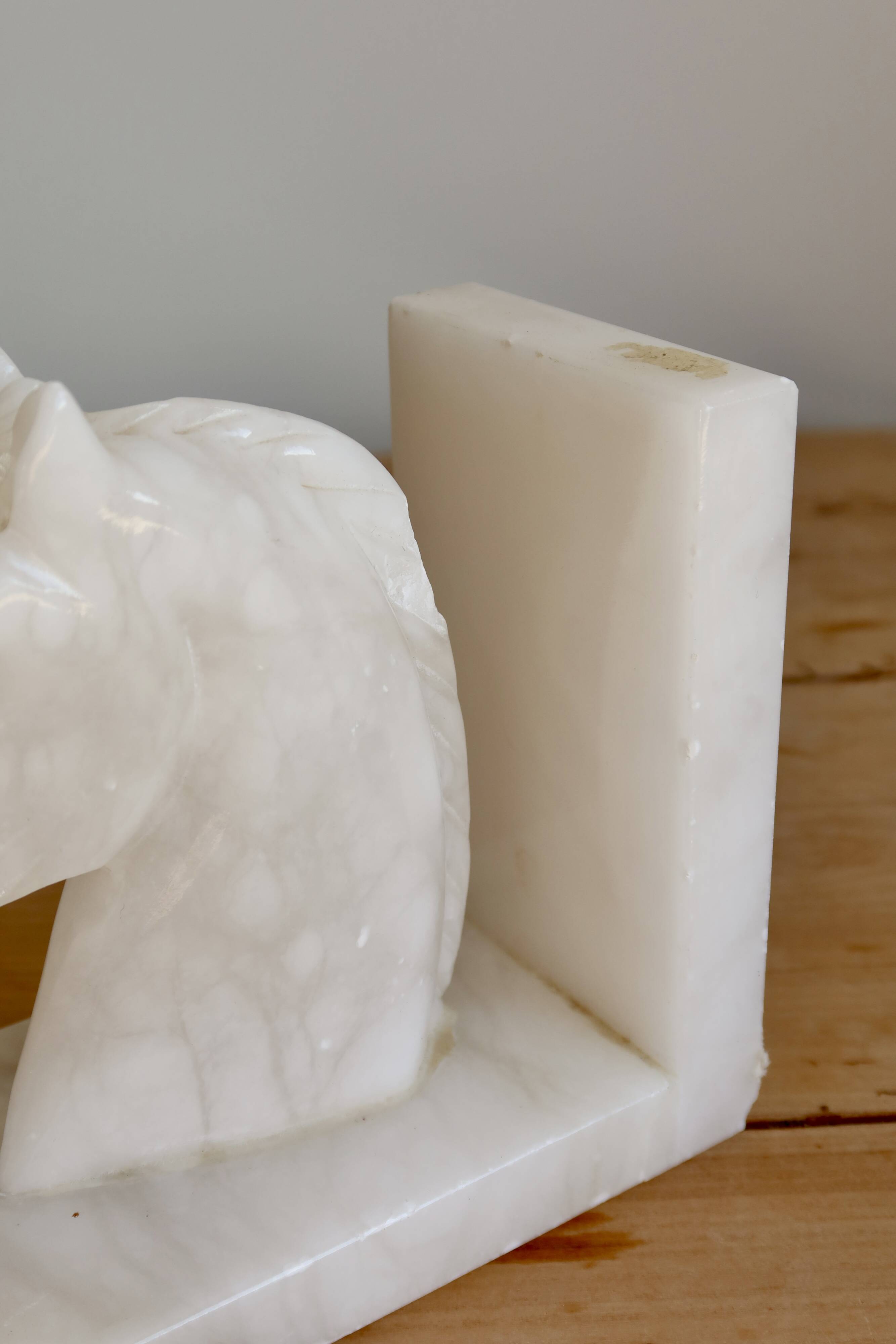 Vintage white stone marble effect bookend horse