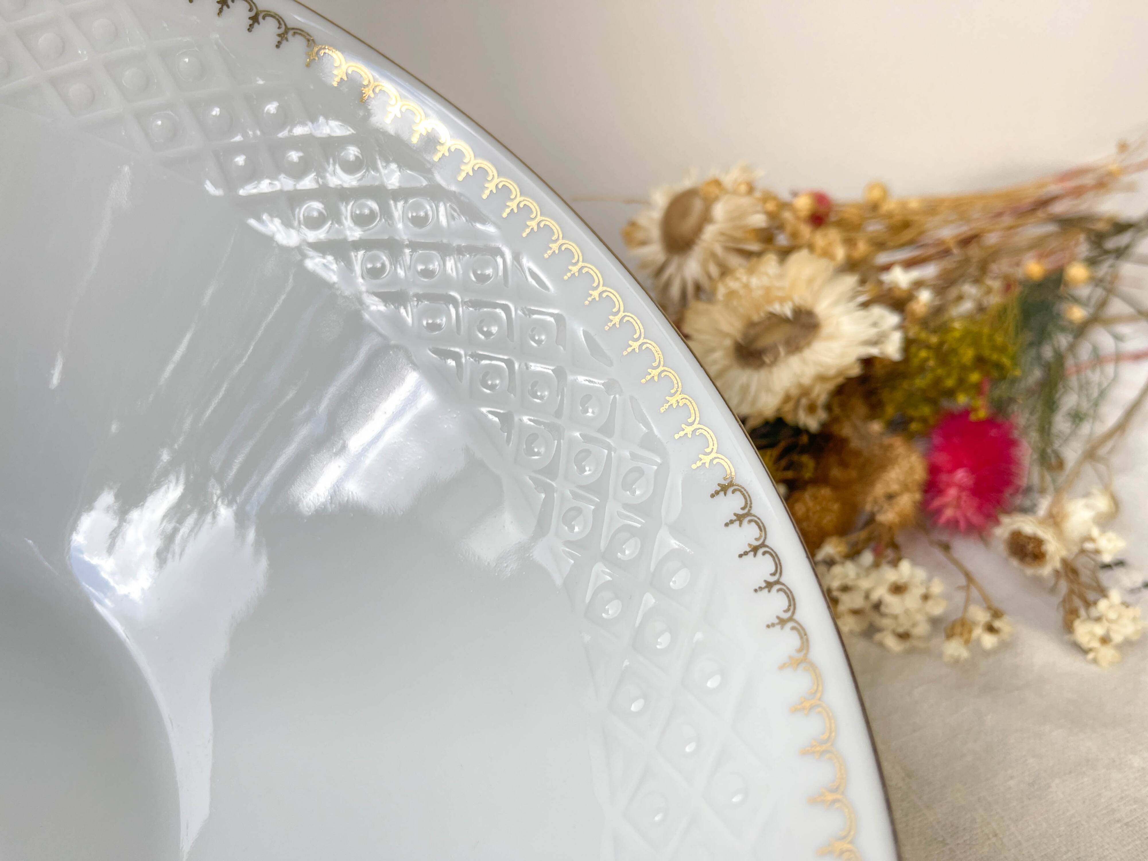 Saladier porcelaine blanche dorée BAVARIA modèle "Annabell"