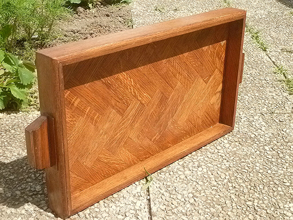 Solid wood service tray, vintage