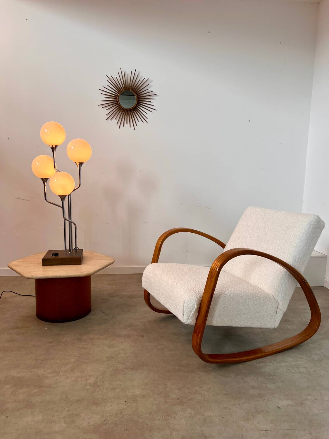 Old metal table lamp Italian design Gioffredo REGGIANI 70s vintage 4 lights