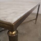 Table basse vintage laiton et marbre