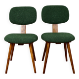 Vintage chair with green boucle backrest like Skoczek - set of 2 chairs