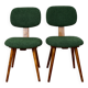 Vintage chair with green boucle backrest like Skoczek - set of 2 chairs