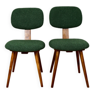 Chaise vintage avec dossier en bouclée verte comme Skoczek - ensemble de 2 chaises