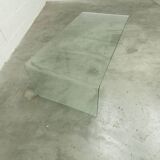 Postmodern Rectangular Curved Tempered Glass Coffee Table, 1990