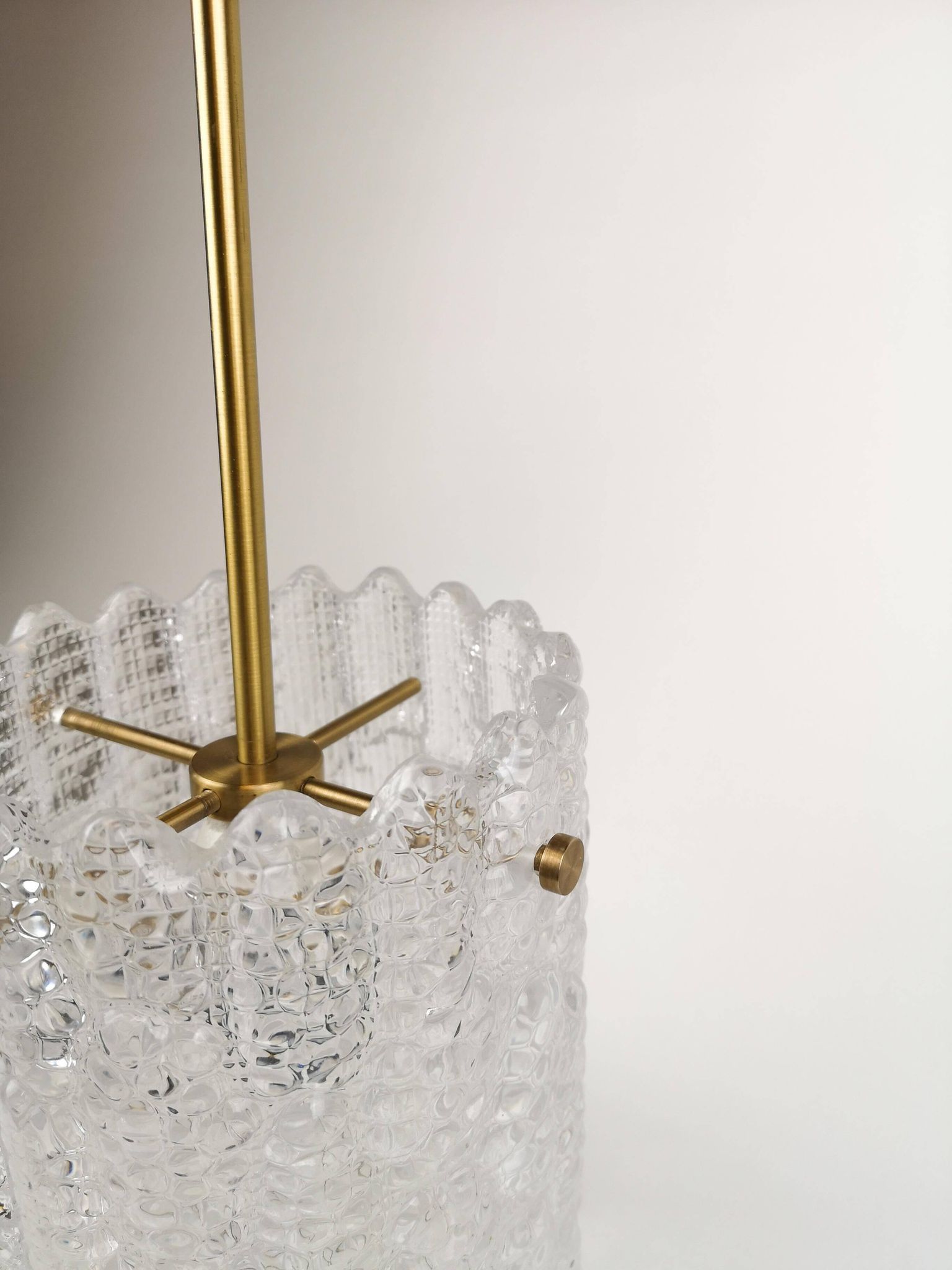 Suspended cylindrical crystal chandelier Mid-Century modern Carl Fagerlund for Orrefors, 1960s