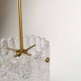 Suspended cylindrical crystal chandelier Mid-Century modern Carl Fagerlund for Orrefors, 1960s