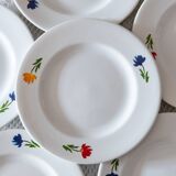 6 vintage tricolor flower plates
