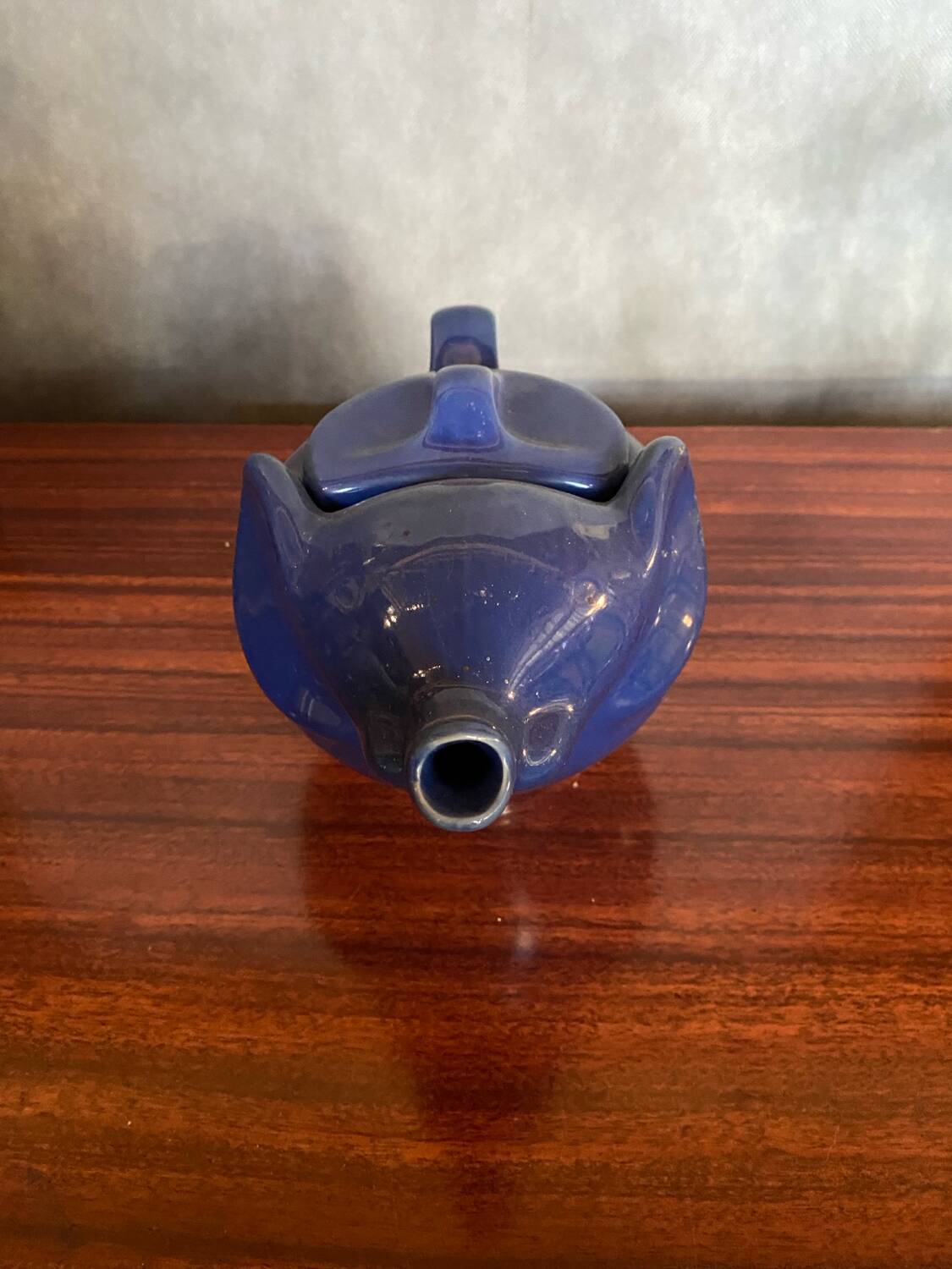 Antique elephant teapot blue ceramic vintage collection