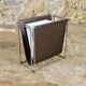 Gérard Rignault faux leather and metal magazine rack