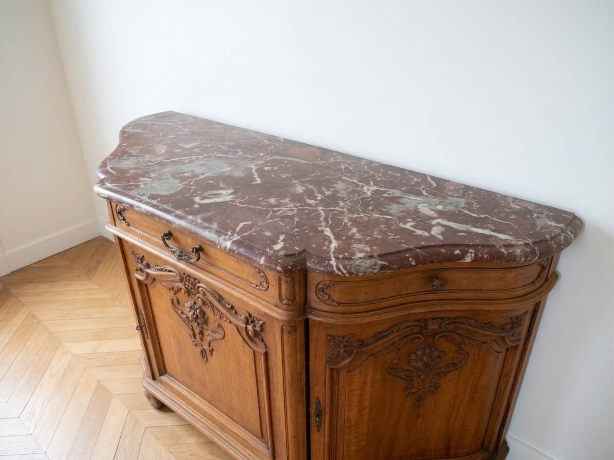 Vintage buffet topped with marble 230x117
