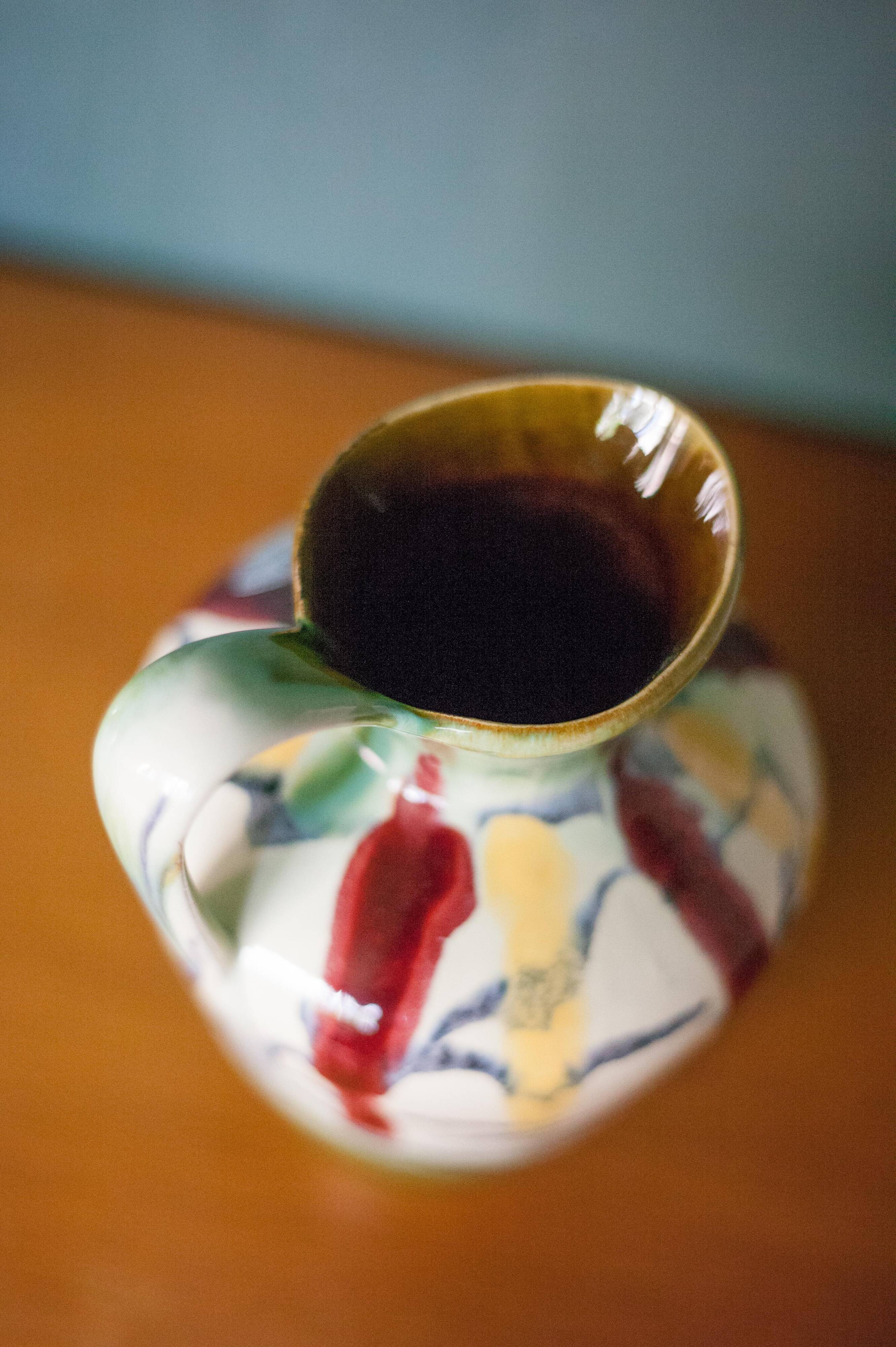 Pair of vintage ceramic vase U-Keramik 1505/20 West Germany, vase with handle, collection, pottery