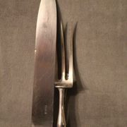 Cutting service knife handles silver Minerve style Rocaille Louis XV