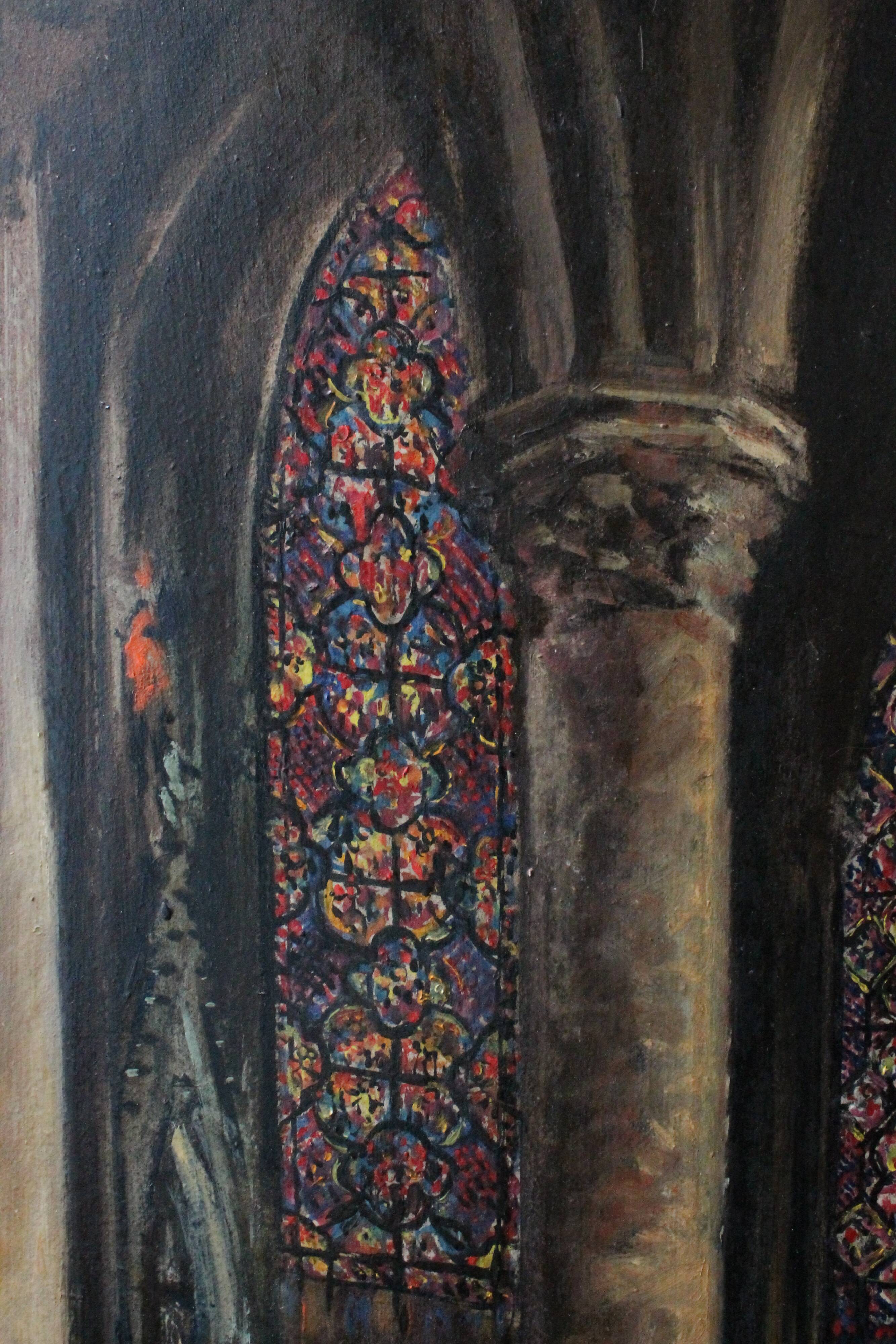 20th century French school painting "Apse of the Cathedral of Saint-Om