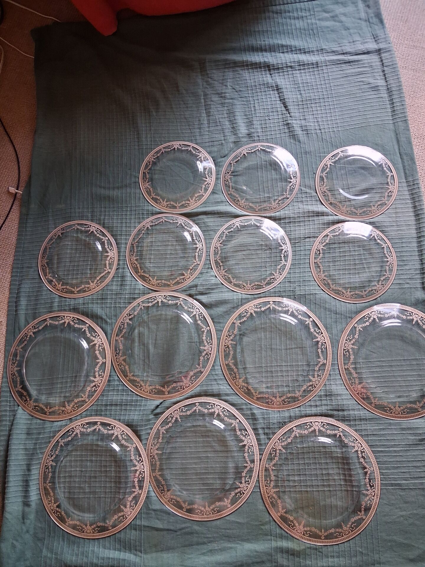 Silver-decorated service plates