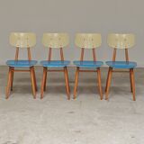 Set of 4 wooden chairs TON Bystrice Thonet blue