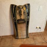 Miroir art nouveau en broderie fil d or et autre (mode , couturière........)