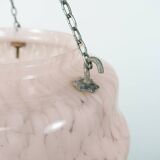 1930s Art Deco Pink Spatter Glass Plafonnier / Flycatcher Lamp Shade