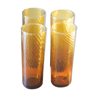 Verres tubes ambrés vintage