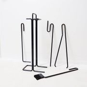 Minimalist black metal fireplace accessory set 'Mace-Line' by Ann Maes - 1970s