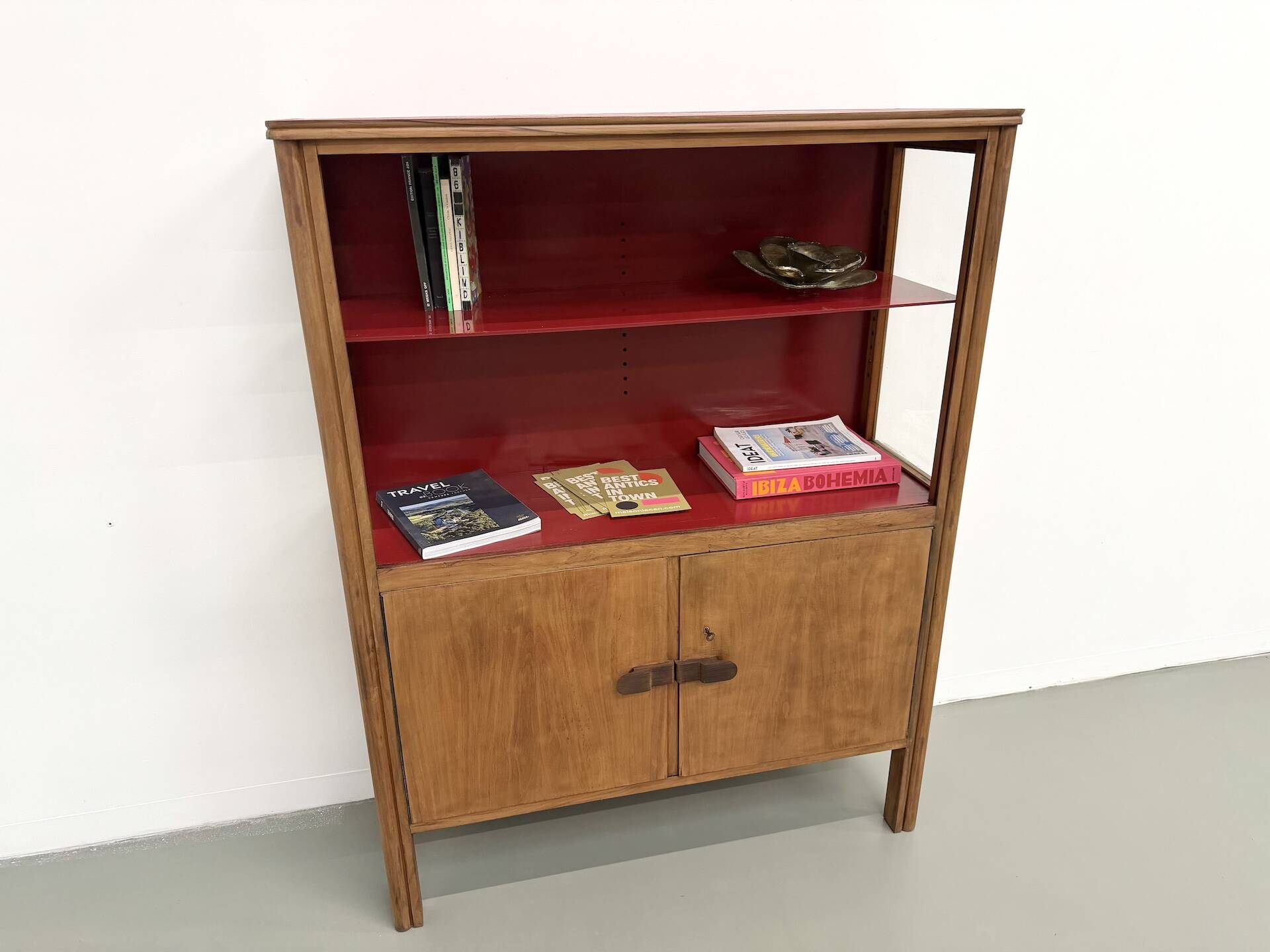 1950s Brazilian modernist library in exotic wood and lacquer.