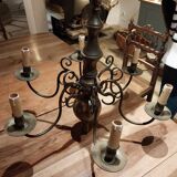 Lustre hollandais en laiton à 6 bras