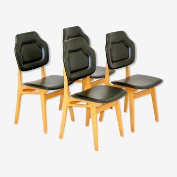 Set de 4 chaises en simili-cuir Norvège 1960