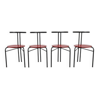 Ensemble de 4 chaises de salle à manger postmodernes, années 1980