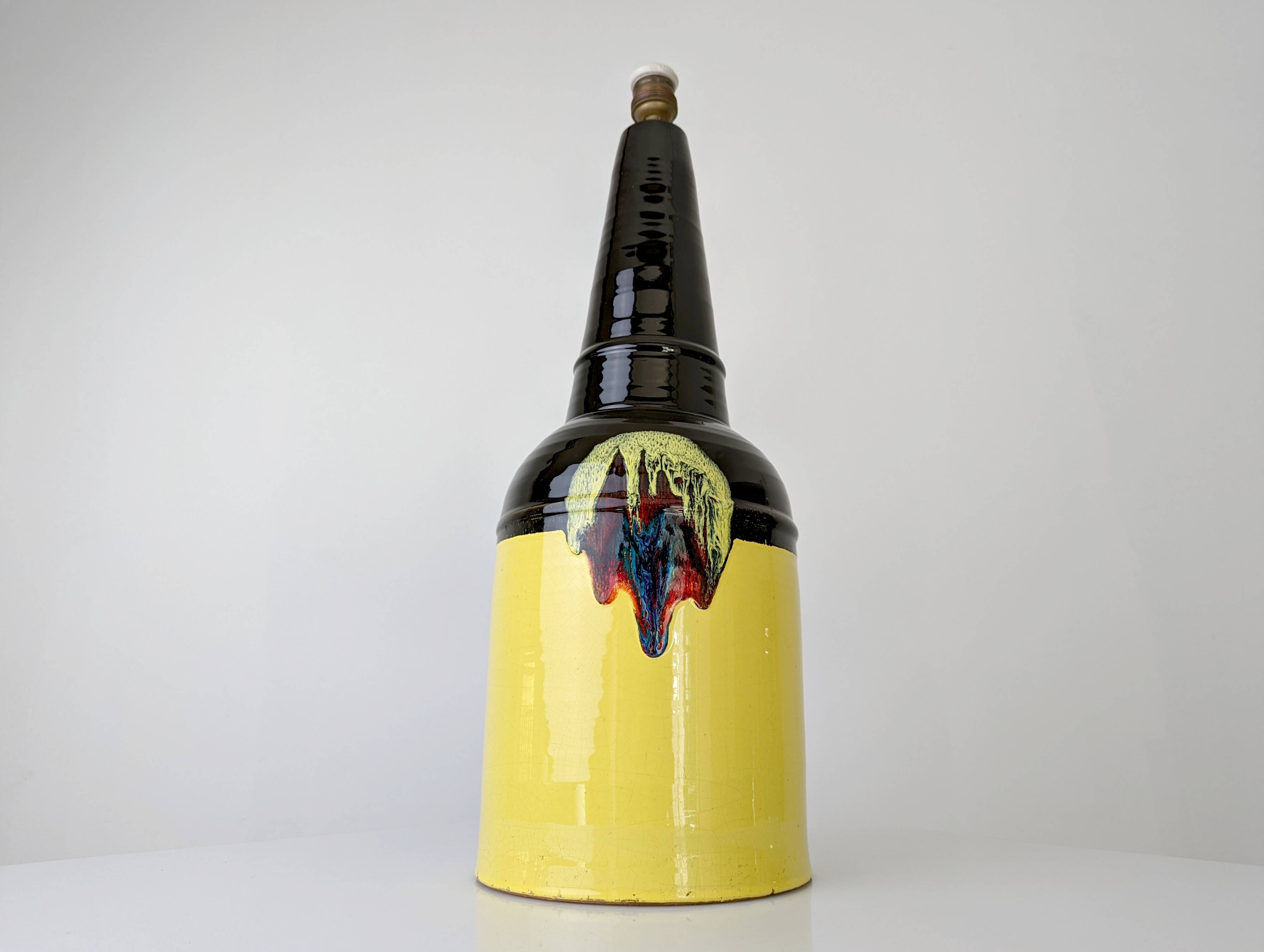 Bjørn Wiinblad Rosenthal Ceramic Table Lamp Yellow Glaze Denmark 1970s