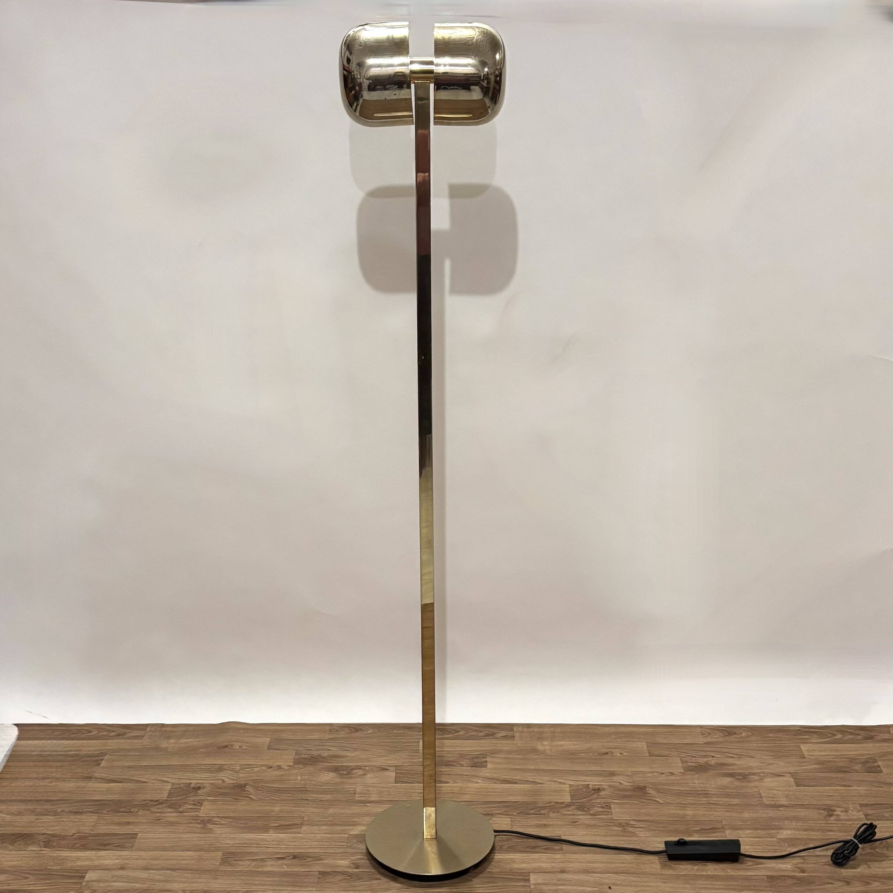 1980s golden metal floor lamp