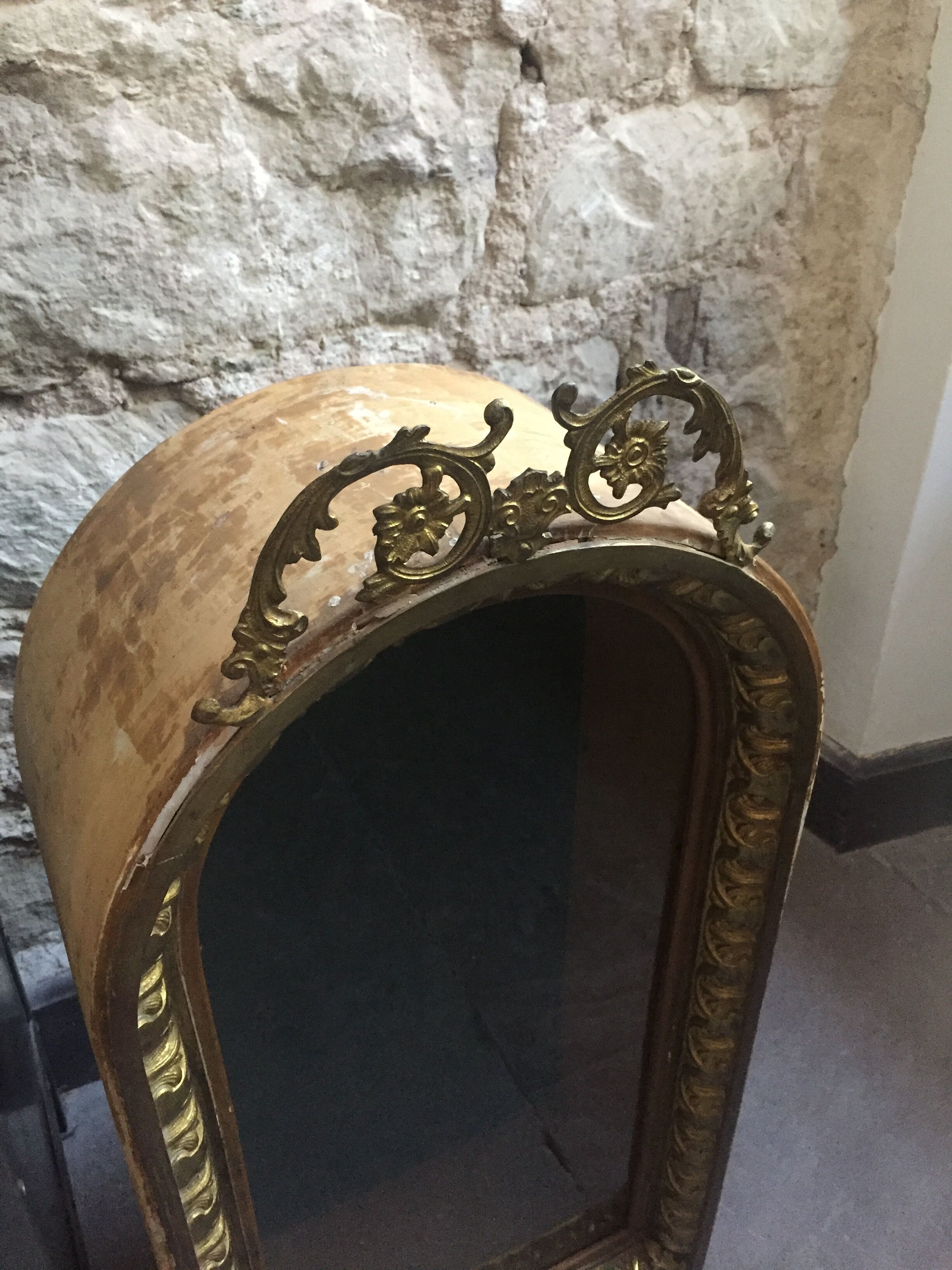 Old wood display and brass ornaments