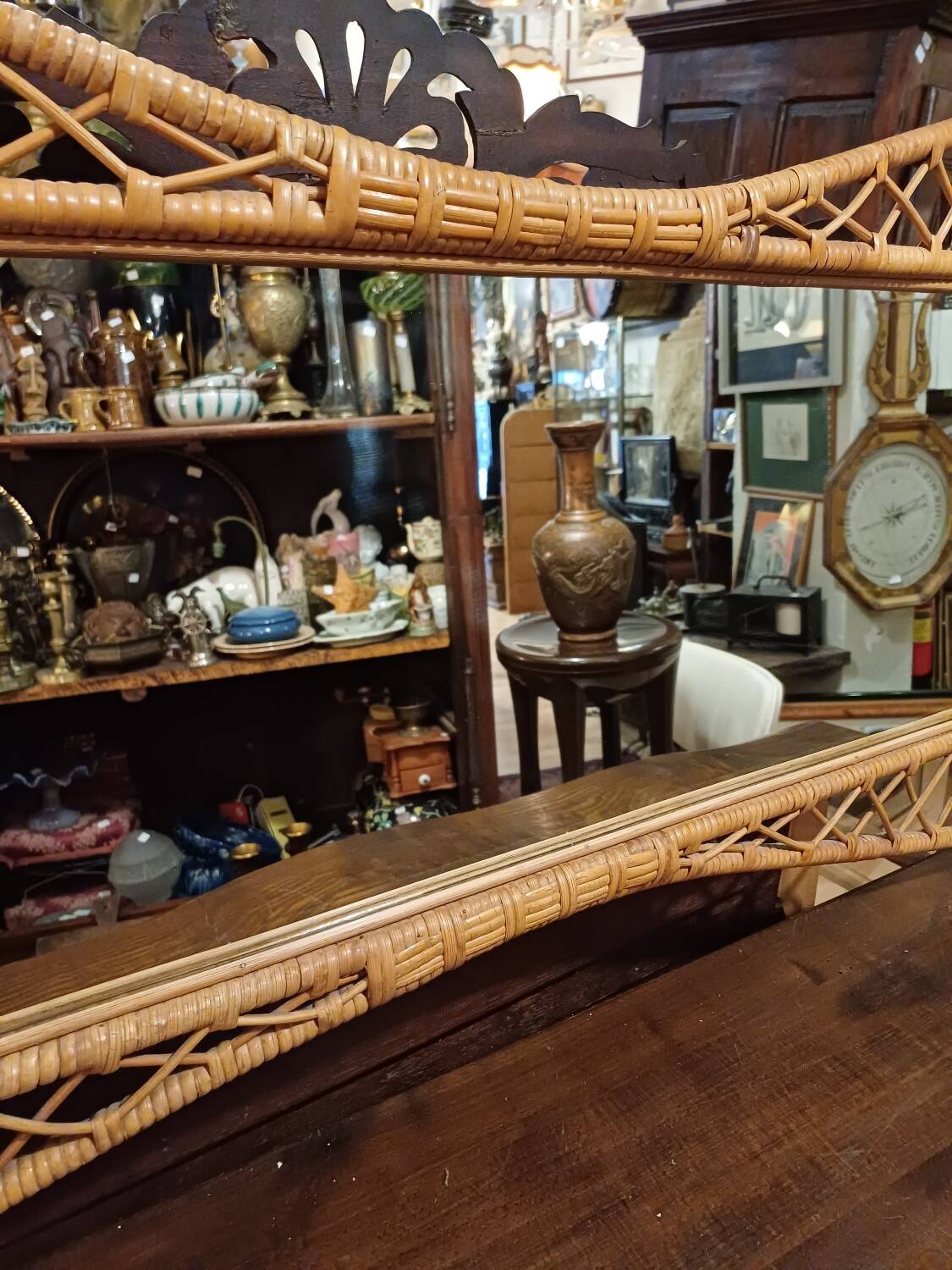 Large and unusual rattan mirror from the 1960s