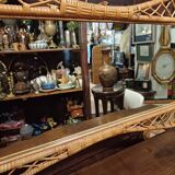 Large and unusual rattan mirror from the 1960s