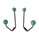 Duo of hooks balls in blue wood and black iron 60s
