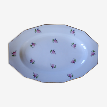 Plat ovale en porcelaine vintage fleuri
