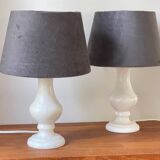 Pair of Vintage Alabaster Stone Lamps