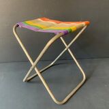 Vintage folding beach stool, stripe, nylon, 1960