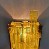 Yellow acrylic and metal wall lamp by Claus Bolby for Cebo Industri, Denmark 1960's