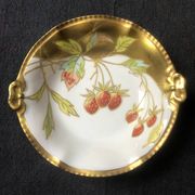 Five Antique Limoges Porcelain Berry Plates: Hand-Painted Gilbert, Gilded