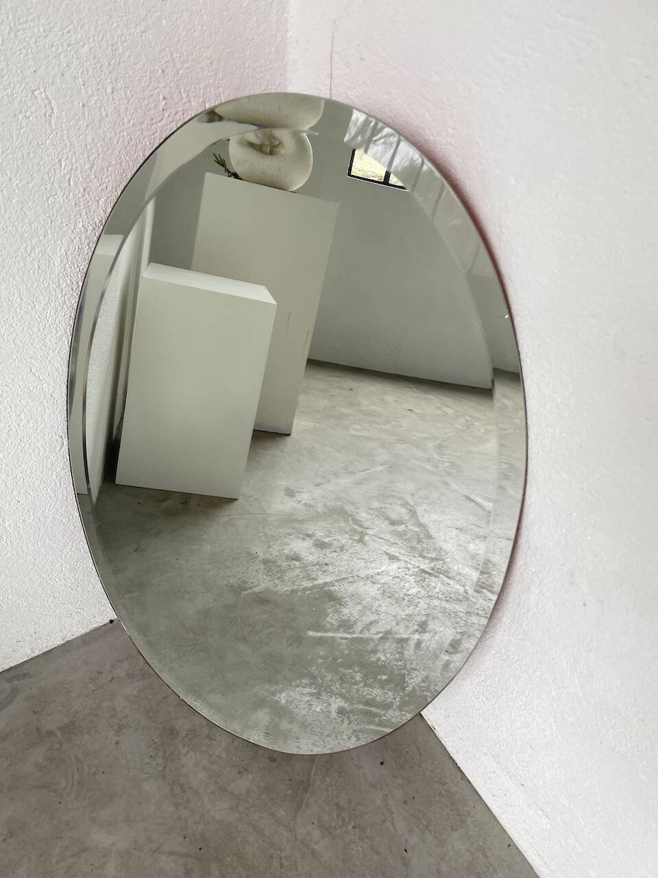 1950s oval beveled mirror