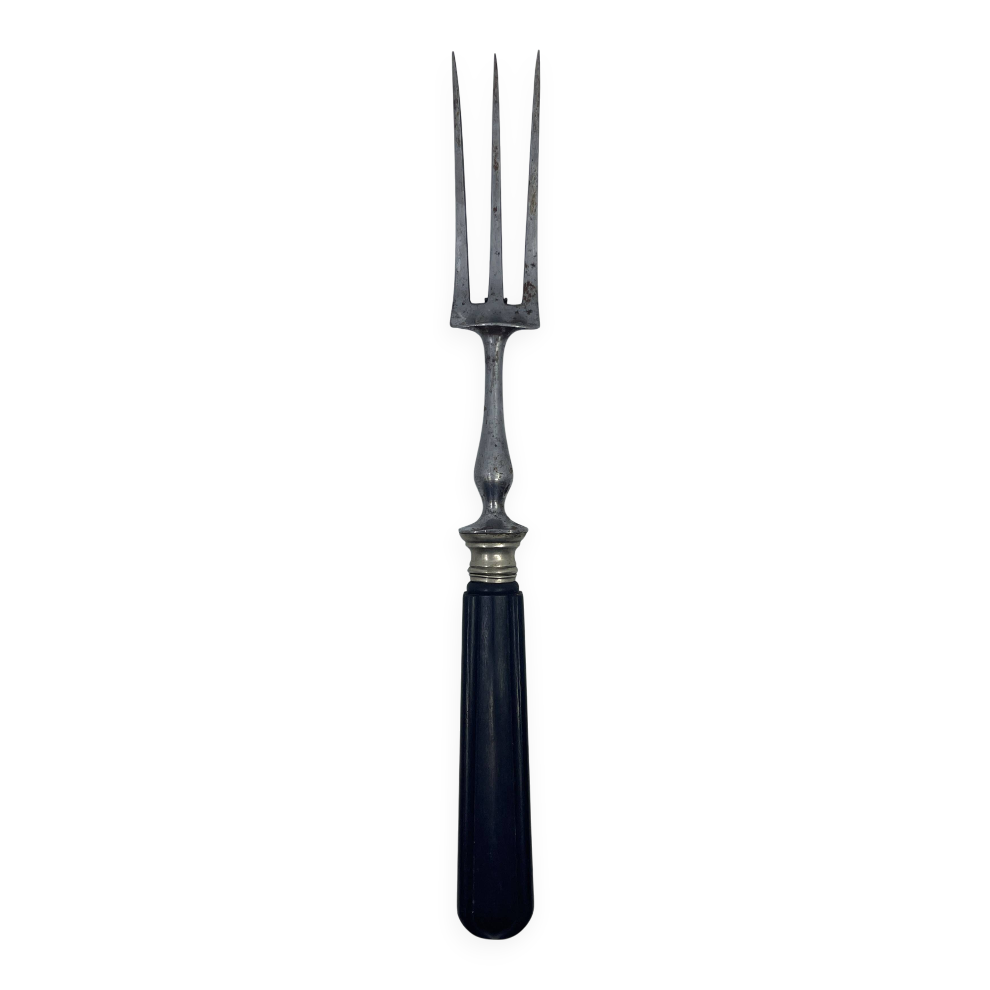 Carving fork with wooden handle