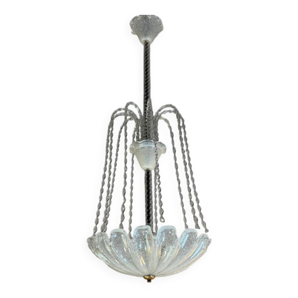 Lustre fontaine en verre de Murano incolore, Venise vers 1940 — Beyit