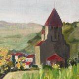 Oil painting landscape wooden frame