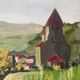 Oil painting landscape wooden frame