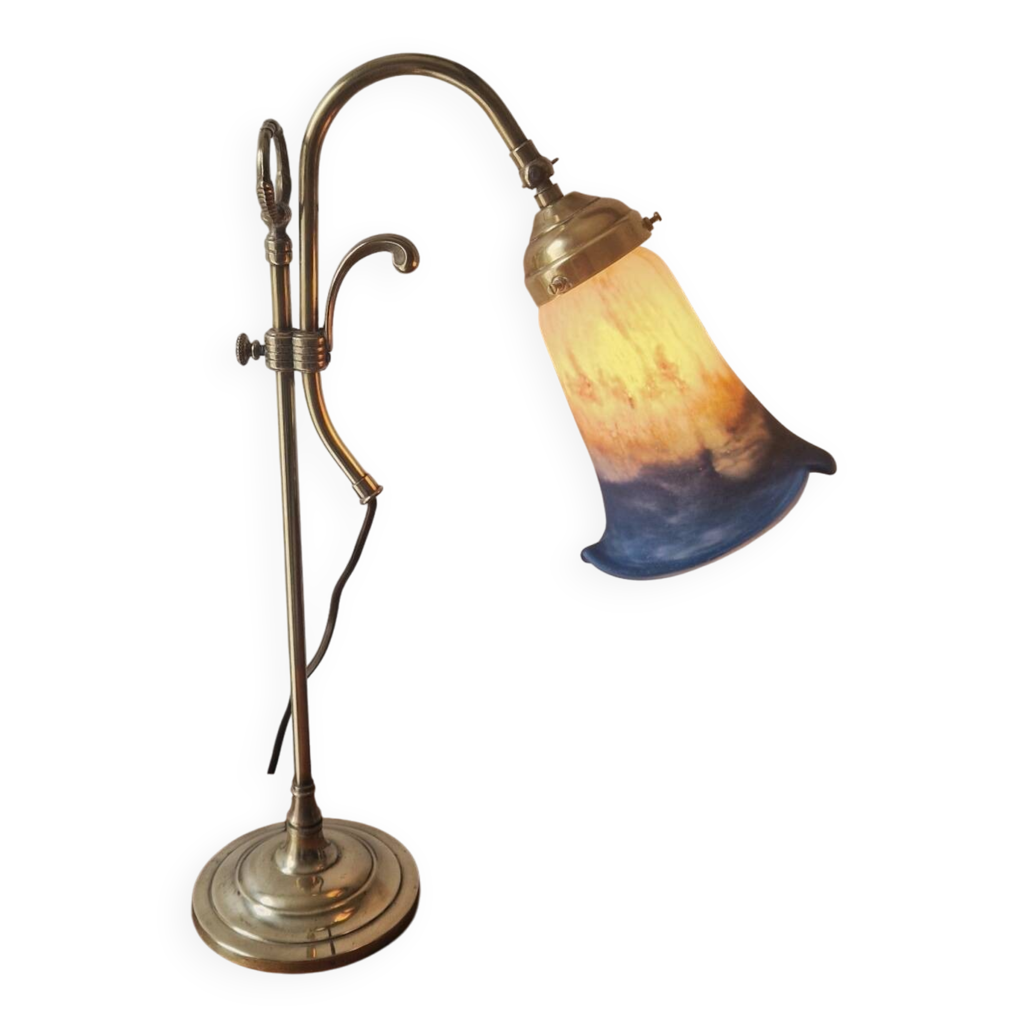 Art Nouveau style lamp - Brass and glass paste - 1920s period