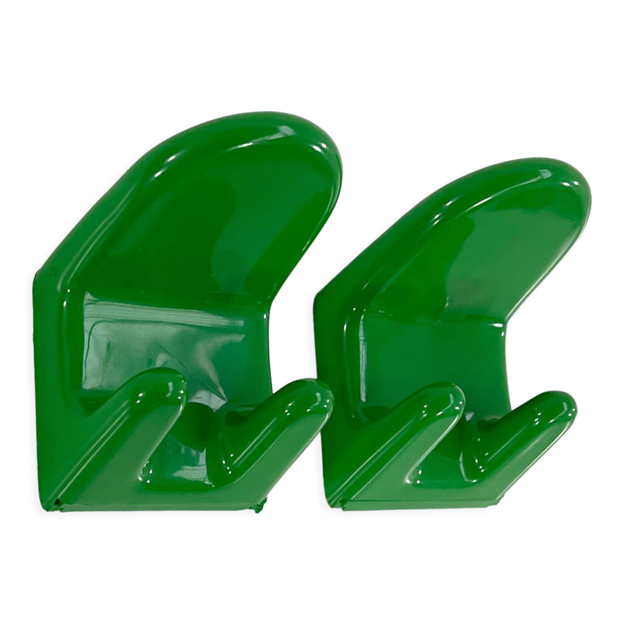 Set of 2 green hooks "2627" by Makio Hasuike for Gedy, 1970